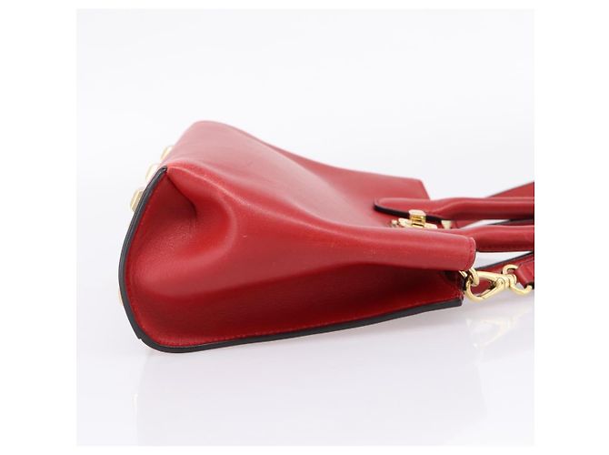 Salvatore Ferragamo Gancini Studio Bag Leather 2way Red Gold Auth 208047A - Jerrillo - vista 5