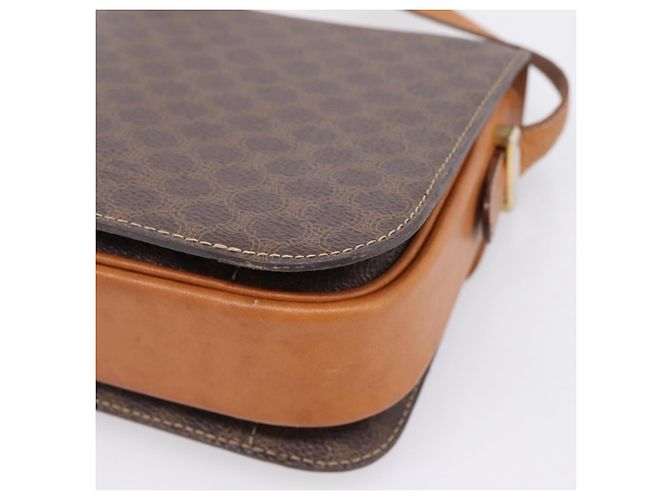 Céline CELINE Macadam Canvas Horse Carriage Bag PVC Leather Brown Gold Auth 208243 - Jerrillo - vista 12