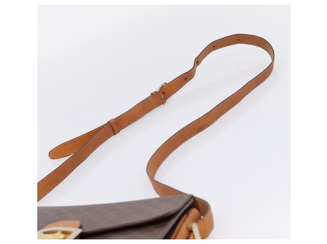 Céline CELINE Macadam Canvas Horse Carriage Bag PVC Leather Brown Gold Auth 208243 - Jerrillo - vista 8