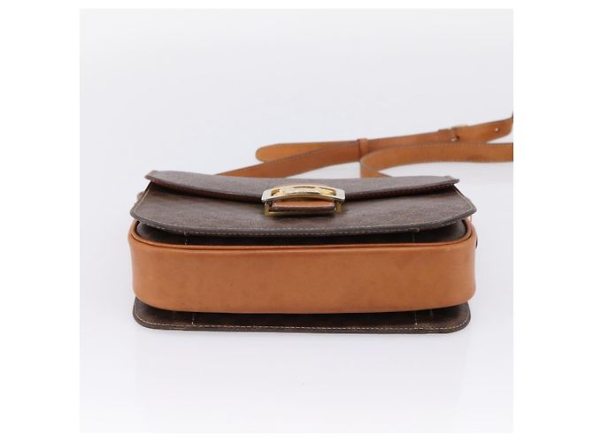 Céline CELINE Macadam Canvas Horse Carriage Bag PVC Leather Brown Gold Auth 208243 - Jerrillo - vista 9