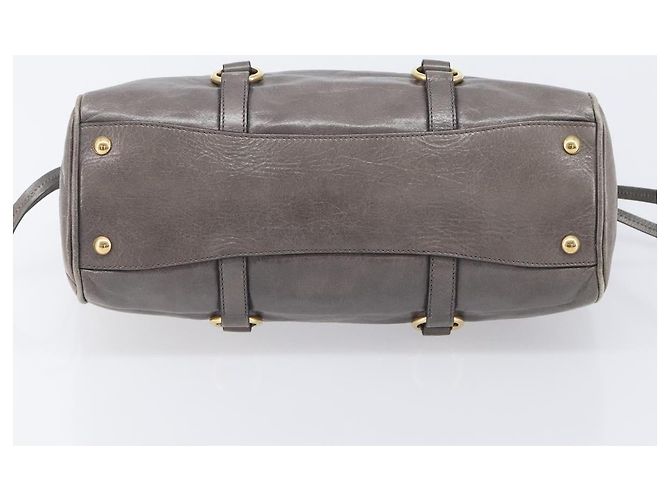 Miu Miu Hand Bag Leather 2way Gray Gold Auth 208248A - Jerrillo - vista 12