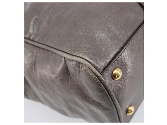 Miu Miu Hand Bag Leather 2way Gray Gold Auth 208248A - Jerrillo - vista 14