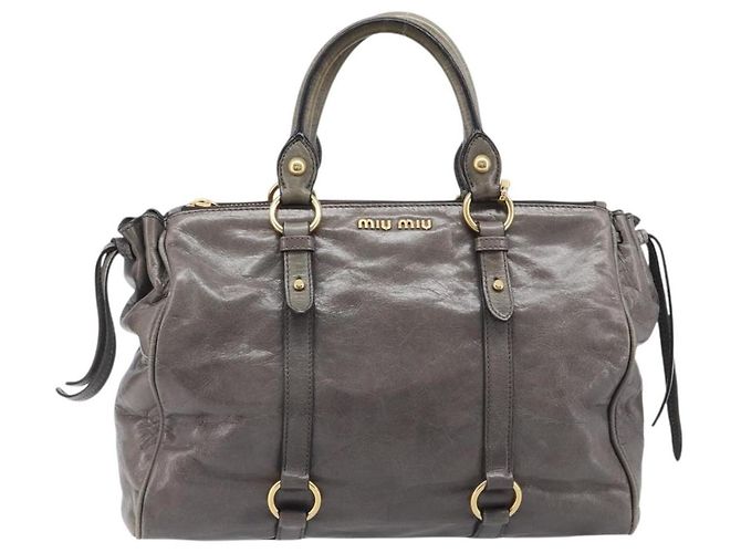 Miu Miu Hand Bag Leather 2way Gray Gold Auth 208248A - Jerrillo - vista 2