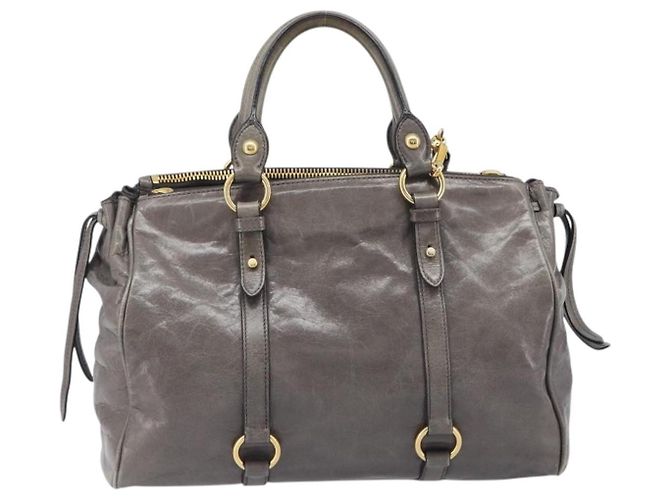 Miu Miu Hand Bag Leather 2way Gray Gold Auth 208248A - Jerrillo - vista 3