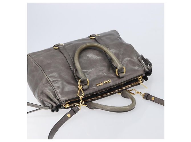 Miu Miu Hand Bag Leather 2way Gray Gold Auth 208248A - Jerrillo - vista 6