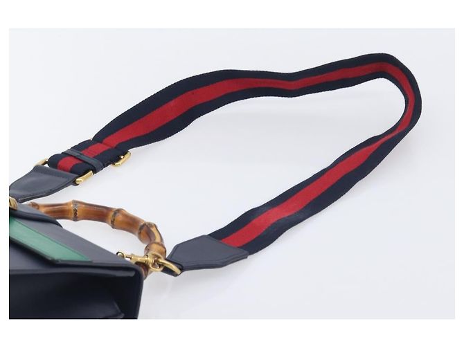 GUCCI Dionysos Bamboo Sherry Line Bag Leather 2way Navy 448075 Auth 208278M - Jerrillo - vista 10