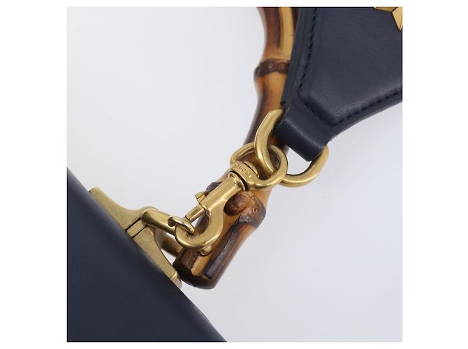 GUCCI Dionysos Bamboo Sherry Line Bag Leather 2way Navy 448075 Auth 208278M - Jerrillo - vista 13