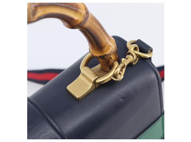 GUCCI Dionysos Bamboo Sherry Line Bag Leather 2way Navy 448075 Auth 208278M - Jerrillo - vista 19