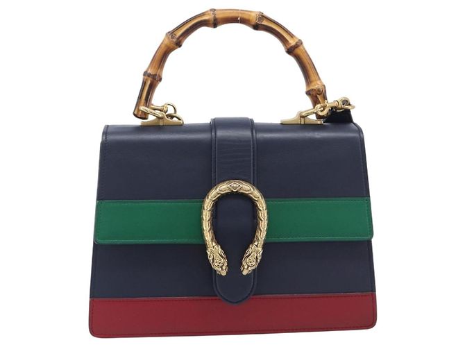 GUCCI Dionysos Bamboo Sherry Line Bag Leather 2way Navy 448075 Auth 208278M - Jerrillo - vista 2