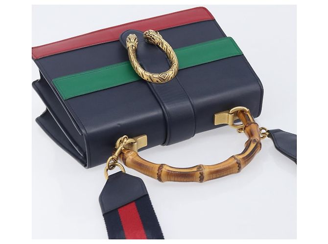 GUCCI Dionysos Bamboo Sherry Line Bag Leather 2way Navy 448075 Auth 208278M - Jerrillo - vista 6