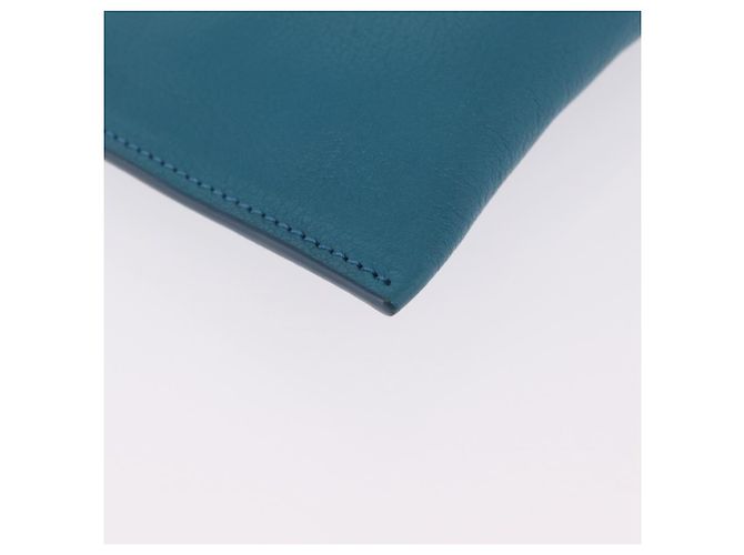 Miu Miu Madras Accessory Pouch Leather Light Blue Gold Auth 208282A - Jerrillo - vista 12