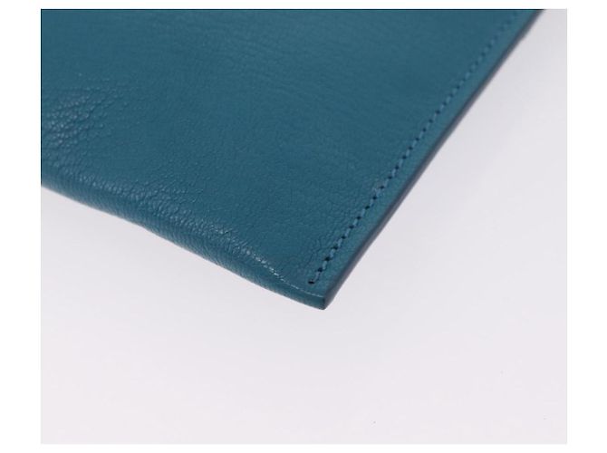 Miu Miu Madras Accessory Pouch Leather Light Blue Gold Auth 208282A - Jerrillo - vista 13