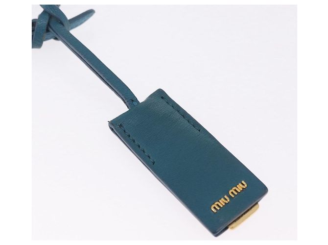 Miu Miu Madras Accessory Pouch Leather Light Blue Gold Auth 208282A - Jerrillo - vista 16