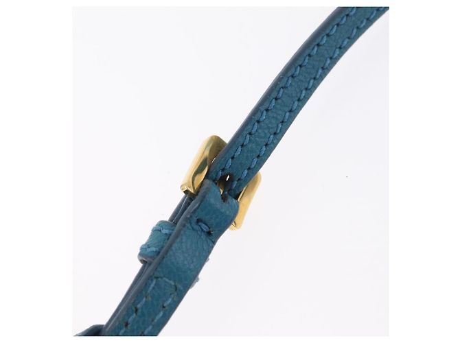 Miu Miu Madras Accessory Pouch Leather Light Blue Gold Auth 208282A - Jerrillo - vista 9