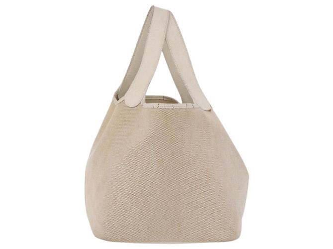 Hermès HERMES Picotan MM Bolsa de Mão Canvas Beige Silver Auth 208376 - Jerrillo - vista 3