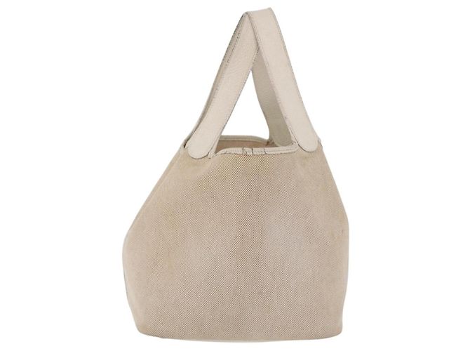 Hermès HERMES Picotan MM Bolsa de Mão Canvas Beige Silver Auth 208376 - Jerrillo - vista 5