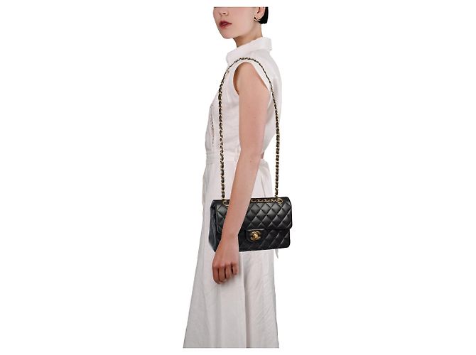 Sac CHANEL Timeless/Classique en Cuir Noir - 104068 - vue 13