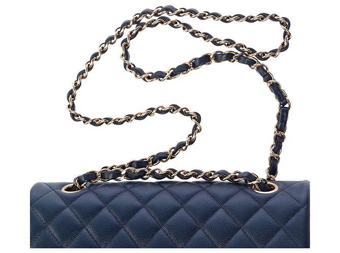 Borsa CHANEL Timeless/Classique in Pelle Blu Navy - 104049 - vista 10