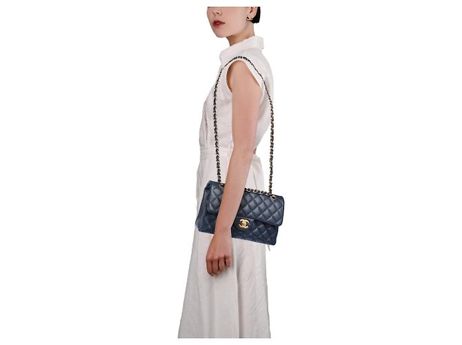 Borsa CHANEL Timeless/Classique in Pelle Blu Navy - 104049 - vista 13