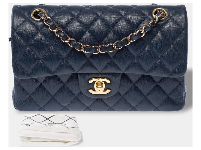 Borsa CHANEL Timeless/Classique in Pelle Blu Navy - 104049 - vista 3