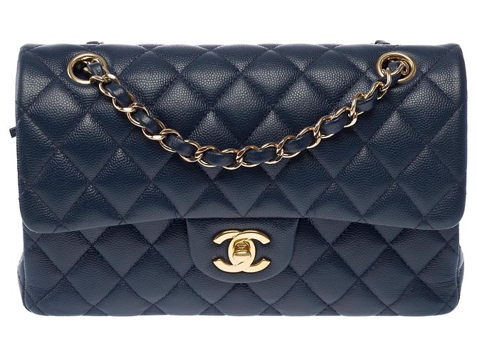 Borsa CHANEL Timeless/Classique in Pelle Blu Navy - 104049 - vista 4