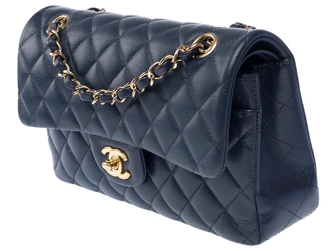 Borsa CHANEL Timeless/Classique in Pelle Blu Navy - 104049 - vista 6