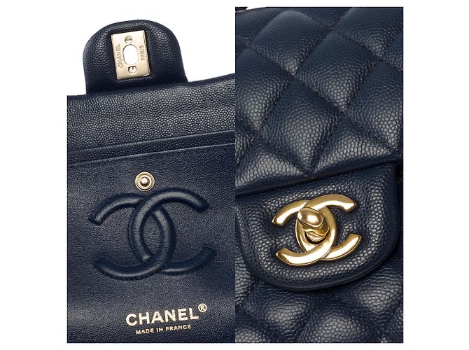 Borsa CHANEL Timeless/Classique in Pelle Blu Navy - 104049 - vista 7