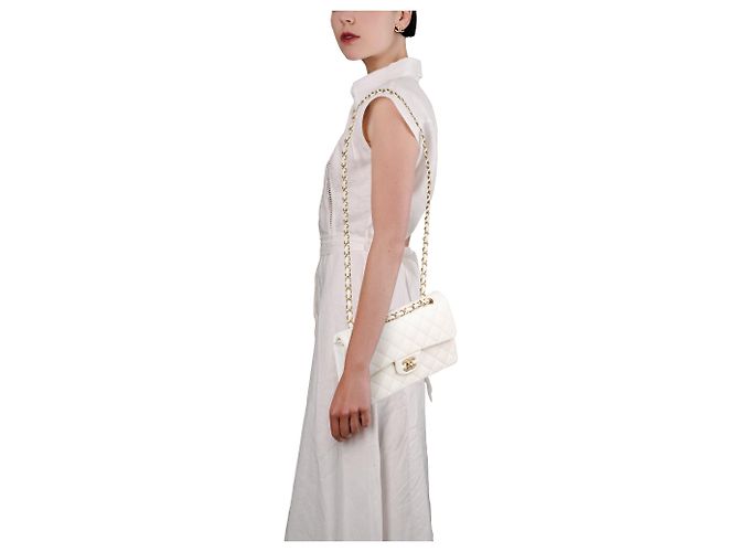 Borsa CHANEL Timeless/Classique in Pelle Bianca - 104050 - vista 13
