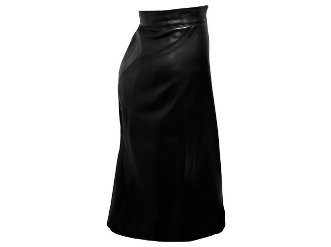 Falda Givenchy de piel de cordero negra con cremallera trasera plateada - vista 2