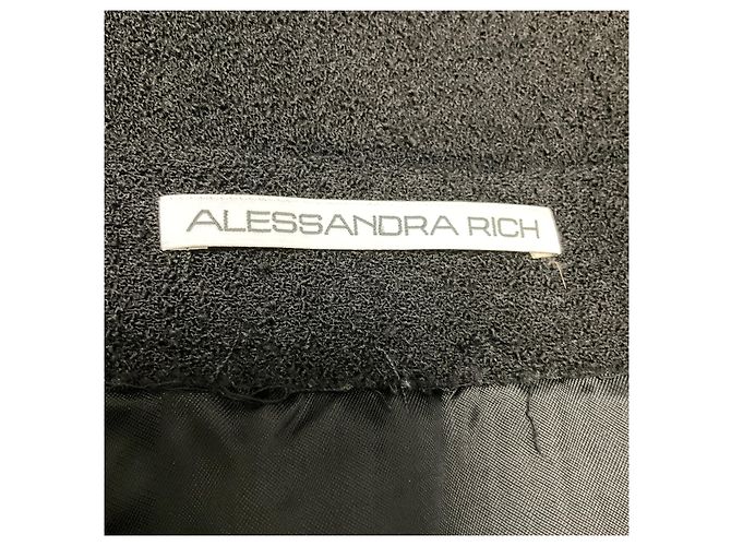 Minifalda de tweed de lana negra Alessandra Rich - vista 4