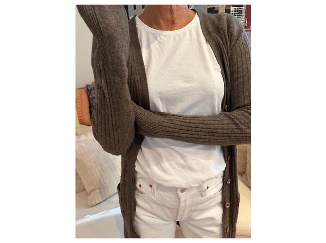 Chloé langer brauner Kaschmir-Rippstrick-Cardigan - Ansicht 4