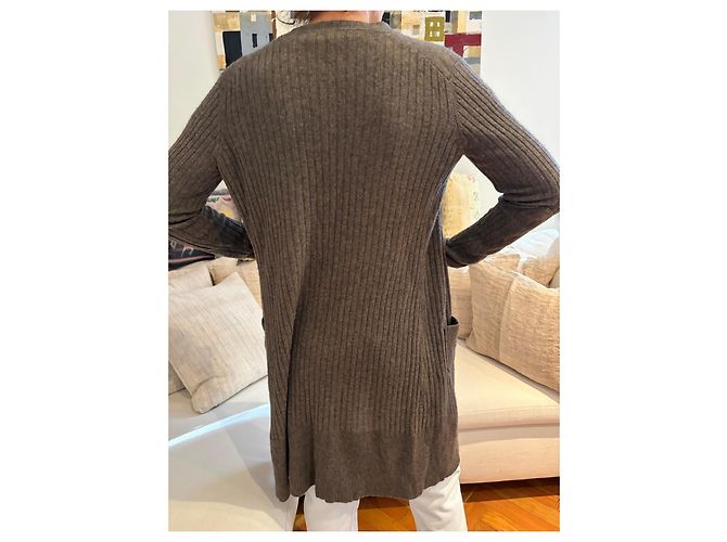 Chloé langer brauner Kaschmir-Rippstrick-Cardigan - Ansicht 5