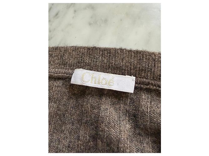 Chloé langer brauner Kaschmir-Rippstrick-Cardigan - Ansicht 6