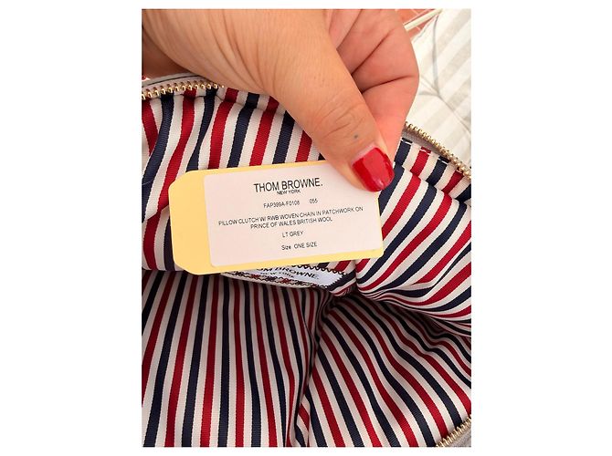 Thom Browne Pillow Clutch Patchwork en lana Prince de Gales - vista 7