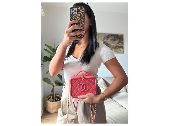 Chanel Vanity Case Cuir Rose - vue 11