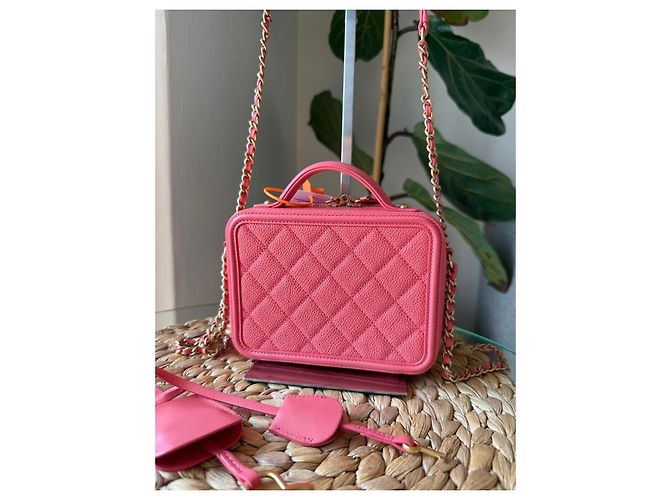 Chanel Vanity Case Cuir Rose - vue 5