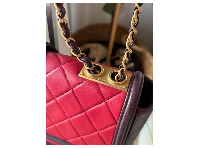 Borsa Chanel in Pelle Trapuntata Rossa e Bordeaux - vista 5