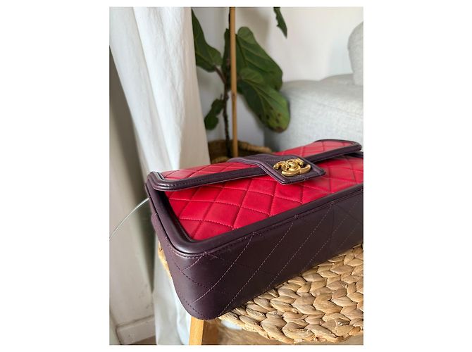 Borsa Chanel in Pelle Trapuntata Rossa e Bordeaux - vista 8