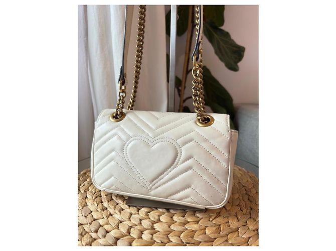Gucci Marmont Borsa a Tracolla Piccola in Pelle Bianca - vista 2