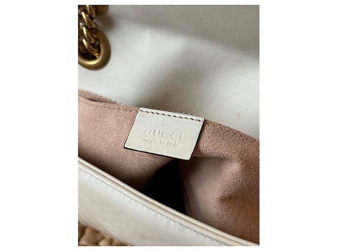 Gucci Marmont Borsa a Tracolla Piccola in Pelle Bianca - vista 8