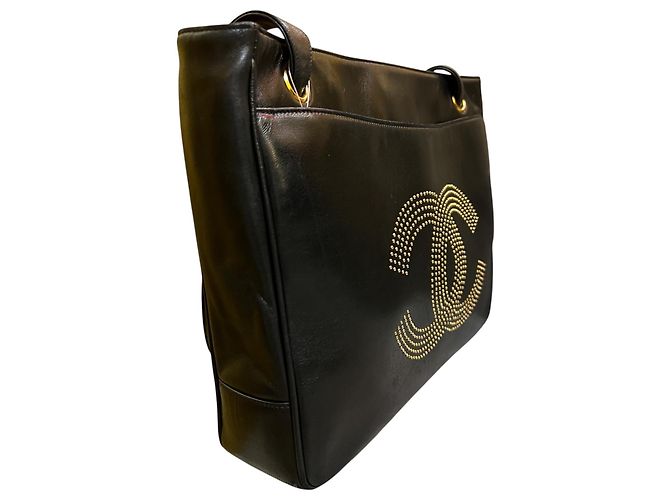 1991 Chanel Lambskin CC Studded Logo Tote - Ansicht 2