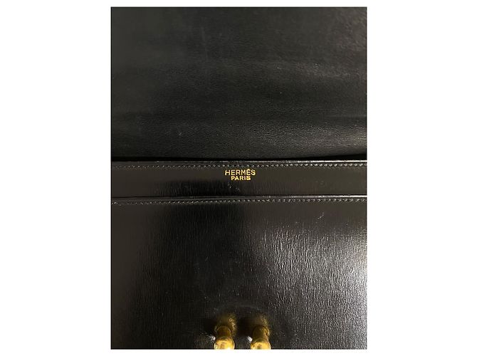 Borsa a mano Hermès "Boutonnière" in pelle Box nera - vista 3