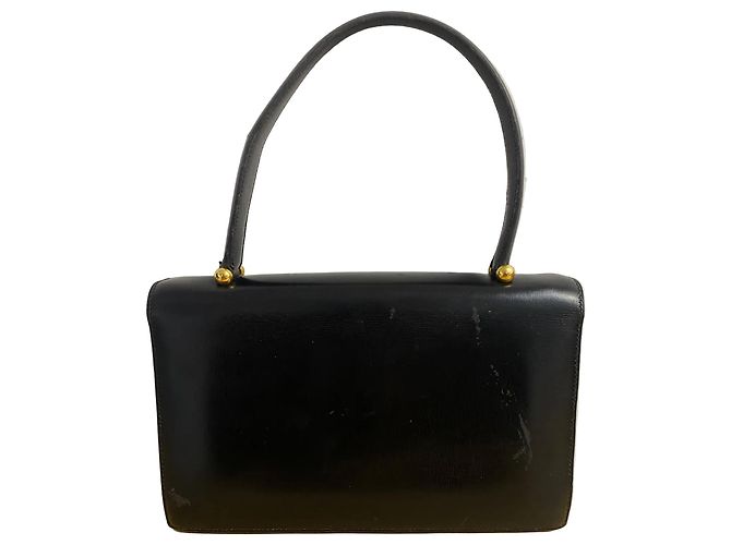 Hermès "Boutonnière" Black Box Leather Top-Handle Bag - vista 6