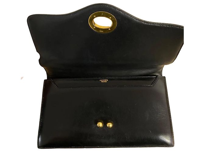 Borsa a mano Hermès "Boutonnière" in pelle Box nera - vista 2