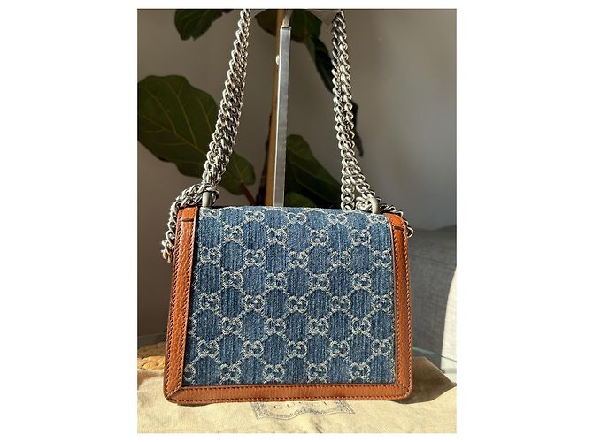 Gucci Dionysus Borsa Piccola in Denim GG Supreme e Pelle Marrone - vista 2