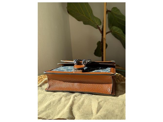 Gucci Dionysus Borsa Piccola in Denim GG Supreme e Pelle Marrone - vista 3