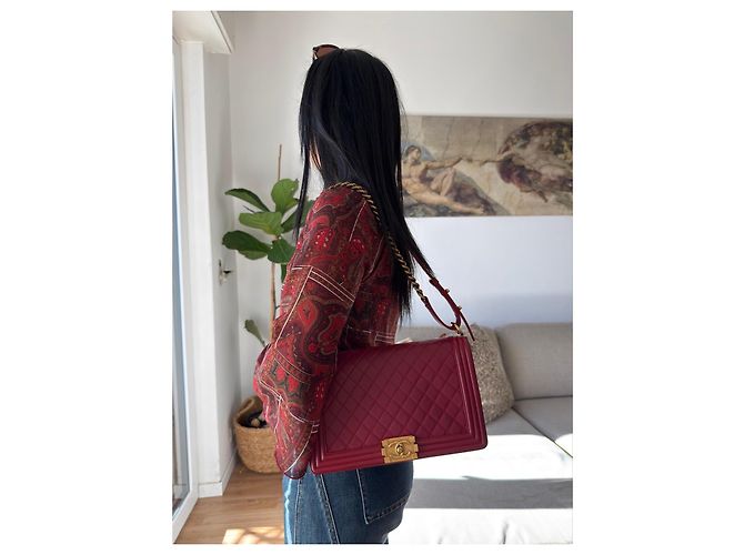 Chanel Boy Tasche Rotes Leder - Ansicht 14