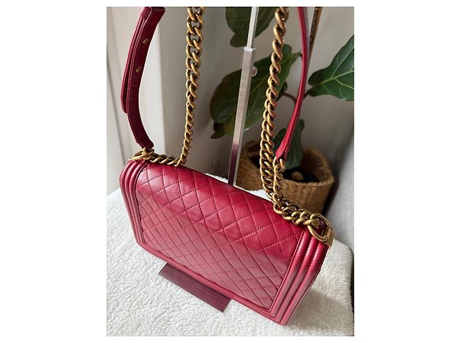 Chanel Boy Tasche Rotes Leder - Ansicht 4