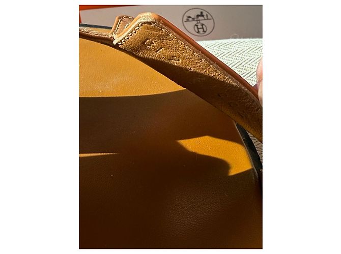 Hermès Oran Lederpantoletten Tan - Ansicht 5