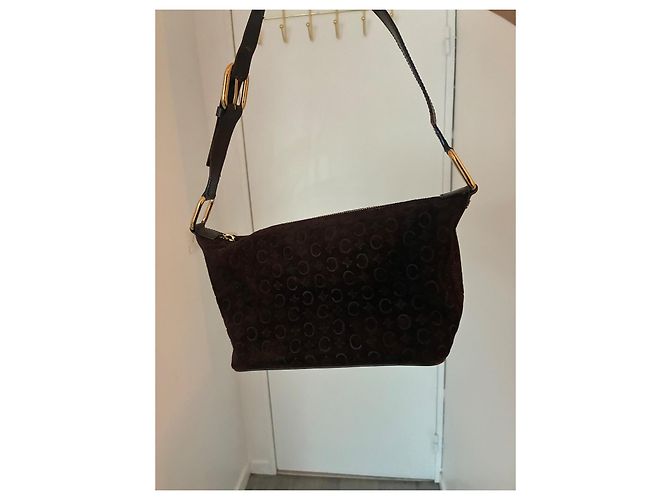 CÉLINE Borsa Hobo C Macadam Camoscio Marrone - vista 11